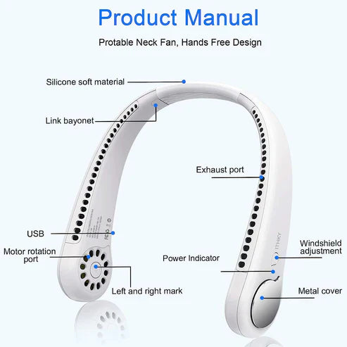 Portable Rechargeable Neck Fan USB