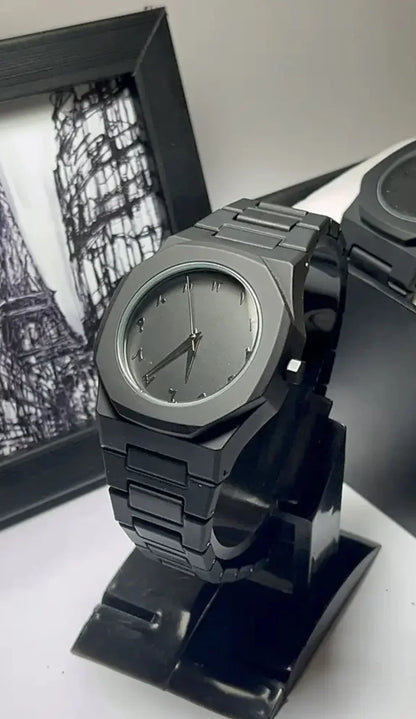 Black Aura Quartz Watch – Stylish Analog Watch For Men & Boys