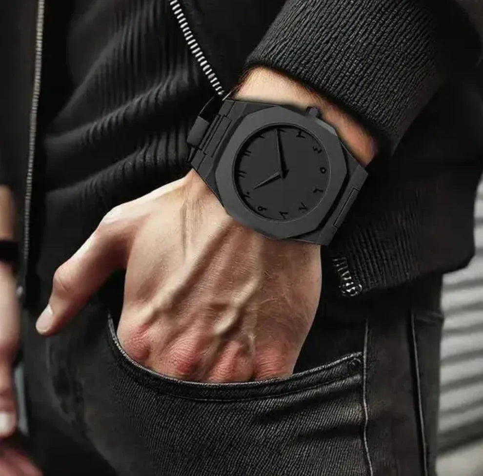Black Aura Quartz Watch – Stylish Analog Watch For Men & Boys