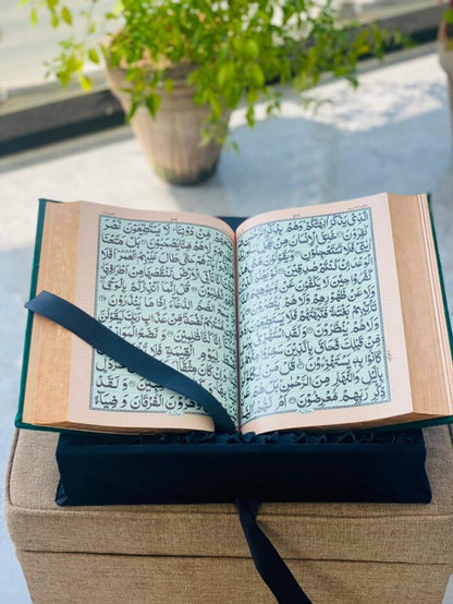 Gifts Quran Bold letters Large Size with wooden Rehal Box Acrylic on Box (White Color)