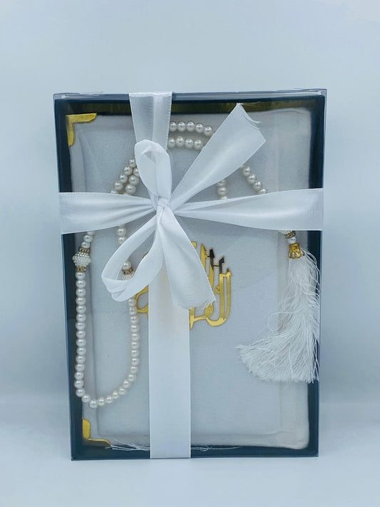 Velvet Gift Box Tajweedi Medium size (White Colour)