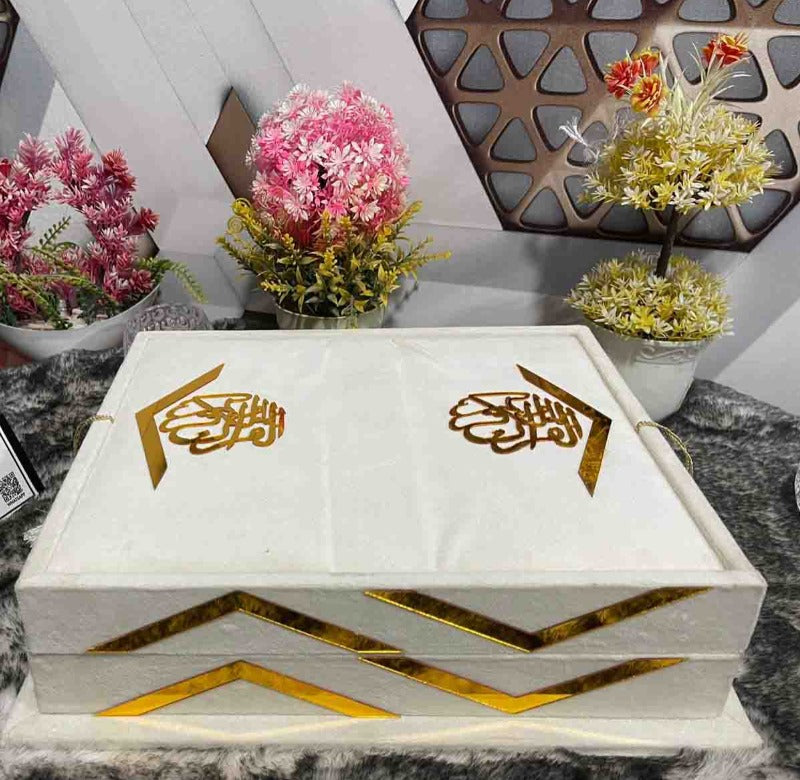 Fancy Bridal Holy Quran-Off White Velvet