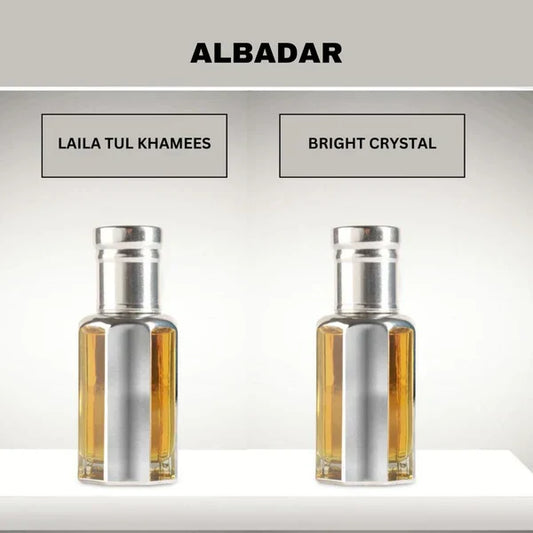 Pack of 2 Attars (LAILA TUL KHAMEES & BRIGHT CRYSTAL) & SMALL GIFT