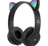Cat Headphone / P47 Ear Wireless Bluetooth Headphones - Glowing LED Light-Up Foldable Headset for Kids and Adults