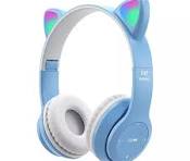 Cat Headphone / P47 Ear Wireless Bluetooth Headphones - Glowing LED Light-Up Foldable Headset for Kids and Adults