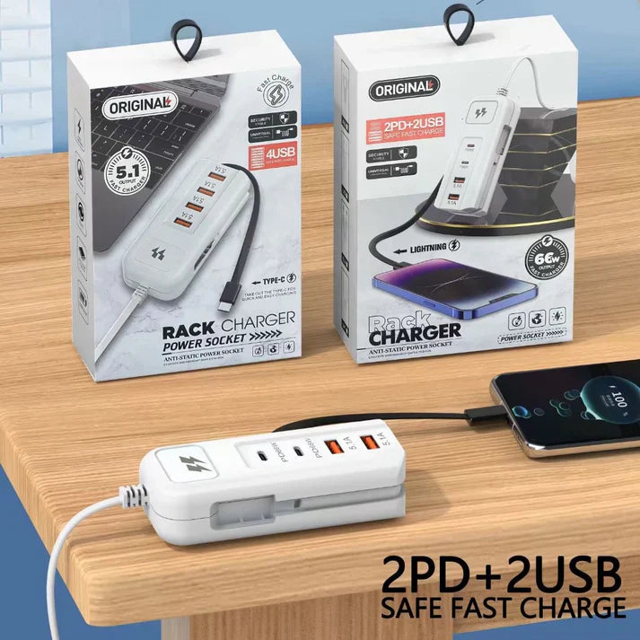 Rack Charger 2PD+2USB Safe Fast Charge